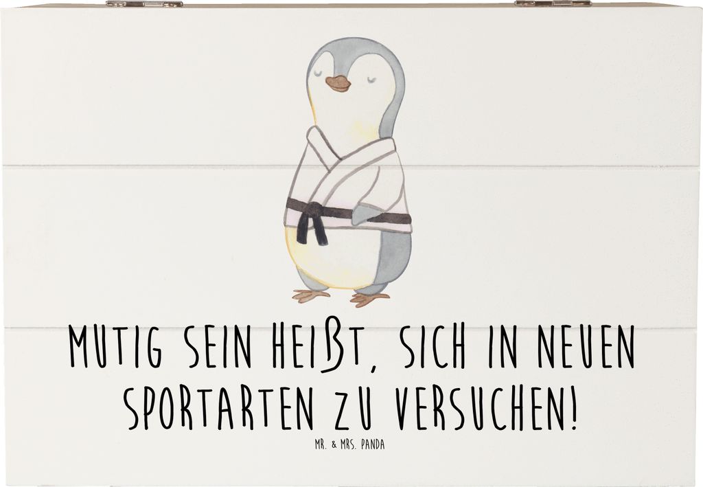 Mr. & Mrs. Panda Geschenkbox Neue Sportart versuchen 22 x 15 cm - Weiß - Geschenk, Holzkiste, geschenkkiste, Entdeckung, Kiste, Holzbox, sich, Tro...
