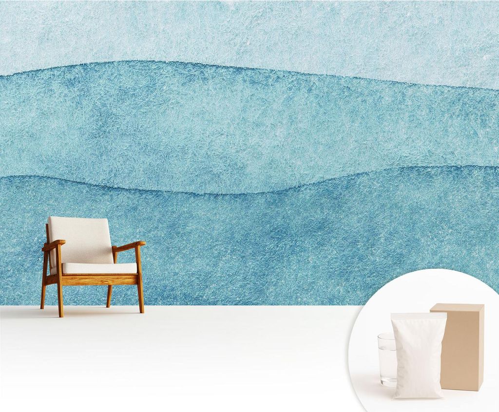 Fototapete - 416x254 cm - Tapete - Wandtapete - Wandbilder - Dekofolie - Tapete Folie - Wand - Dekoration - Wohnzimmer - Blaue Wellen