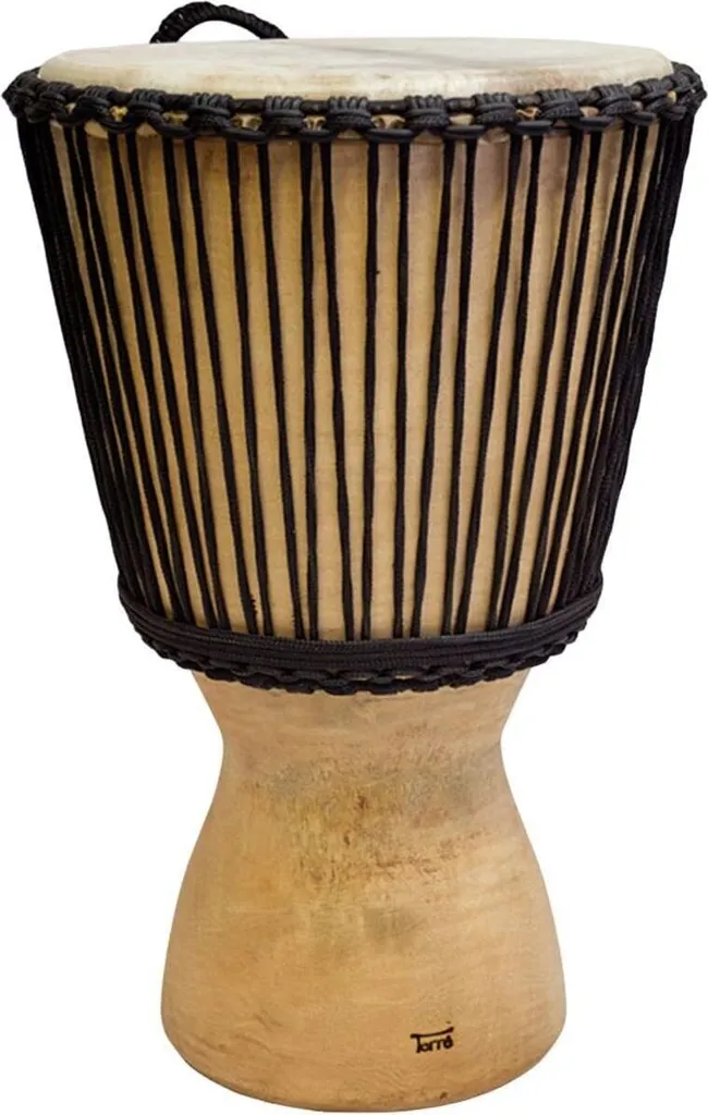 Instrument de Percussion Djembé Traditionnel en Bois Naturel 40 cm