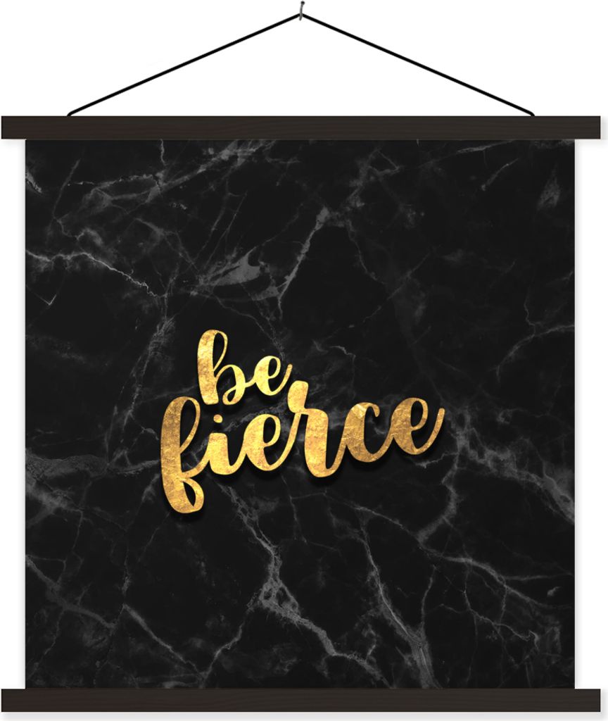 MuchoWow Textilposter Zitat - Motivation - Marmor - Gold 60x60 cm mit schwarzem Rahmen - Posteraufhänger