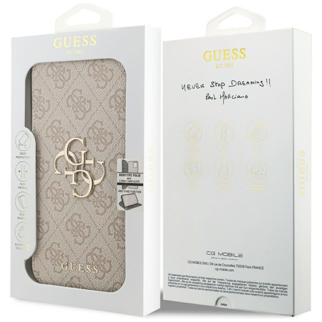 Guess Book 4g Metal Logo Iphone 17 Pro Max Handyhülle Beige Produktbild 