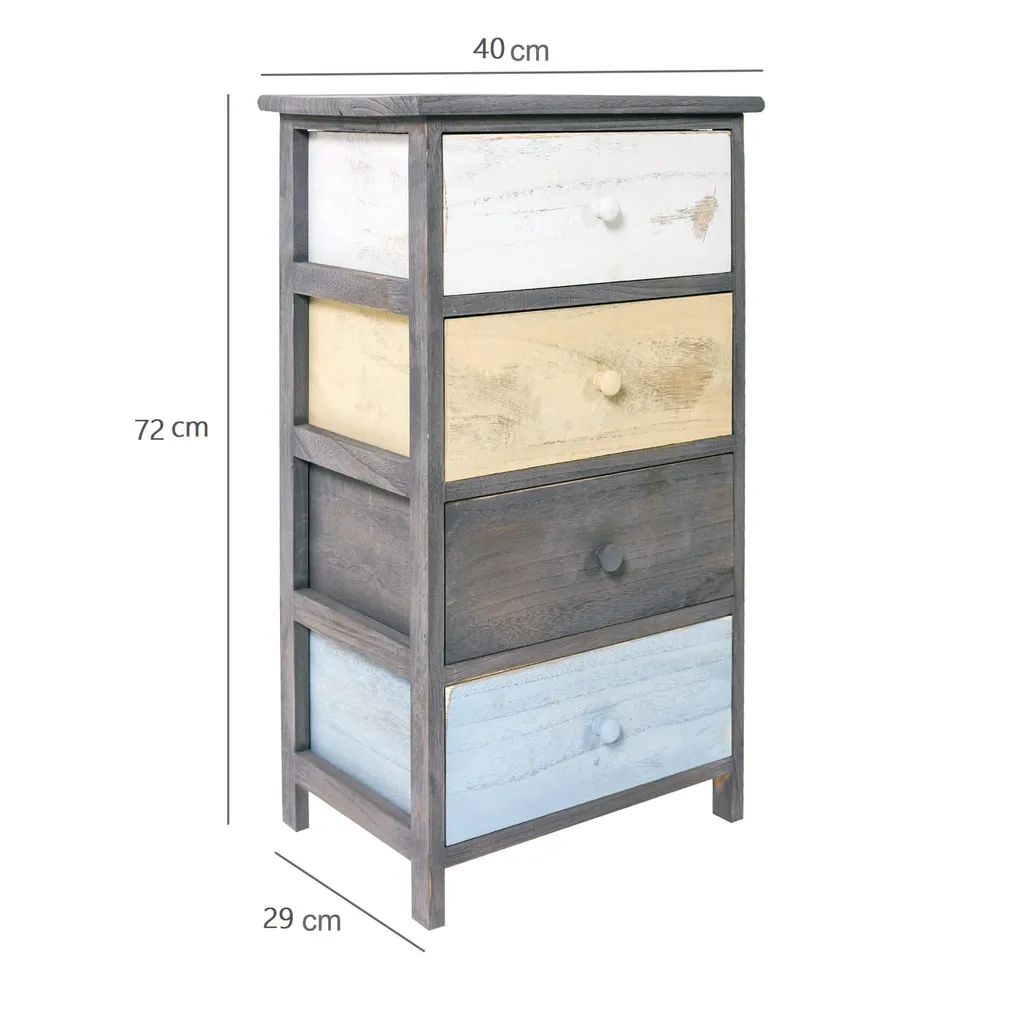 Commode étroite 4 tiroirs Rebecca Mobili bois gris blanc - 3