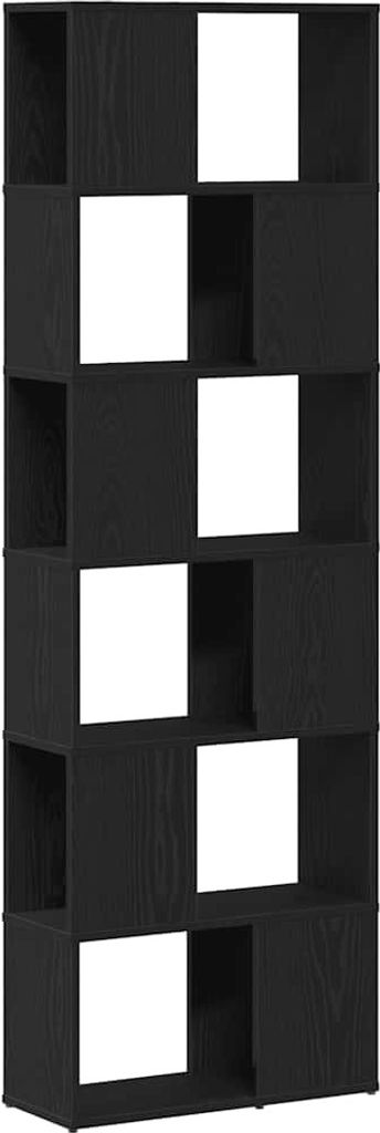 Bücherregal/Raumteiler Schwarz Eichen-Optik 60x24x186 cm