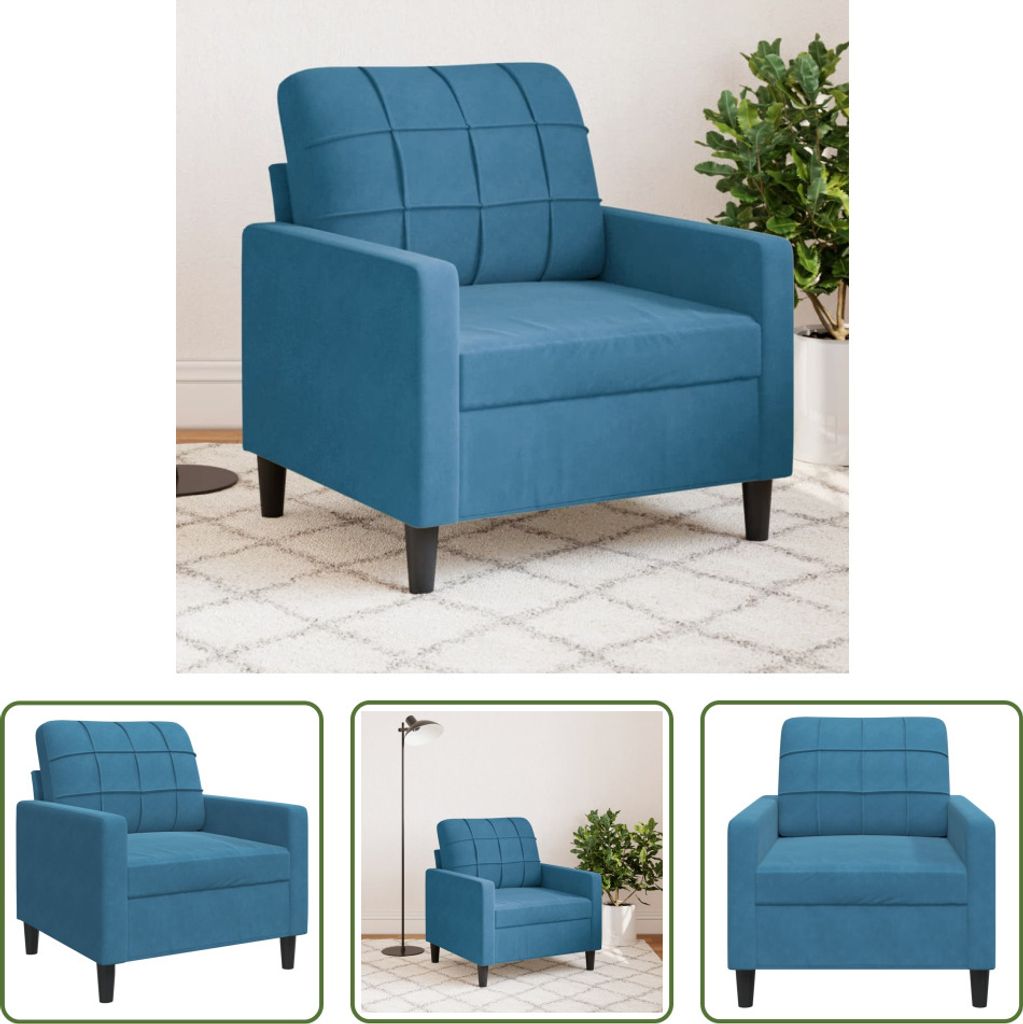 The Living Store Sessel Blau 60 cm Samt