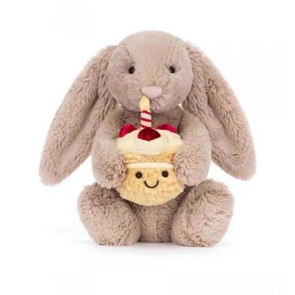 Plüsch Hase 28 cm mit Kuchen – Kawaii Konijn Kuscheltier – Produktbild 