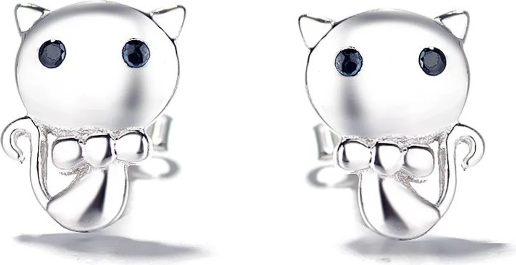 Boucles d'oreilles chat argent hypoallergénique pour oreilles sensibles