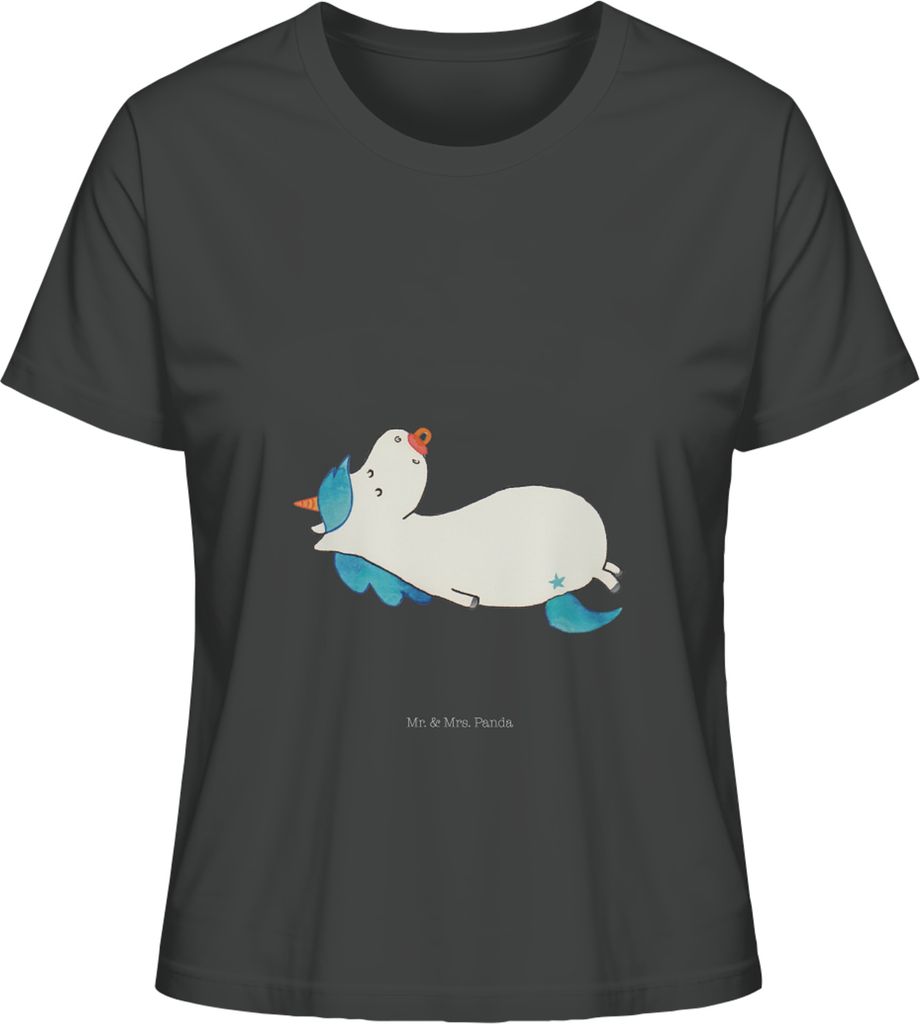 Mr. & Mrs. Panda Damen Oberteil Einhorn Schnuller Größe L - Anthrazit - Geschenk, shirt, Mama, Geburtstag, Unicorn, Basic, T-Shirt, Einhörner, M...