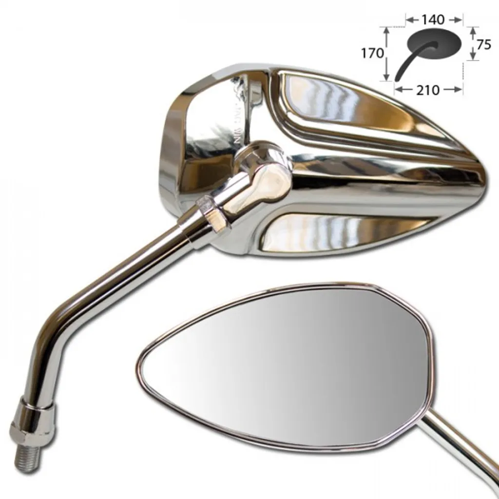 Rétroviseur universel Padua chrome ABS pour moto et scooter (paire)