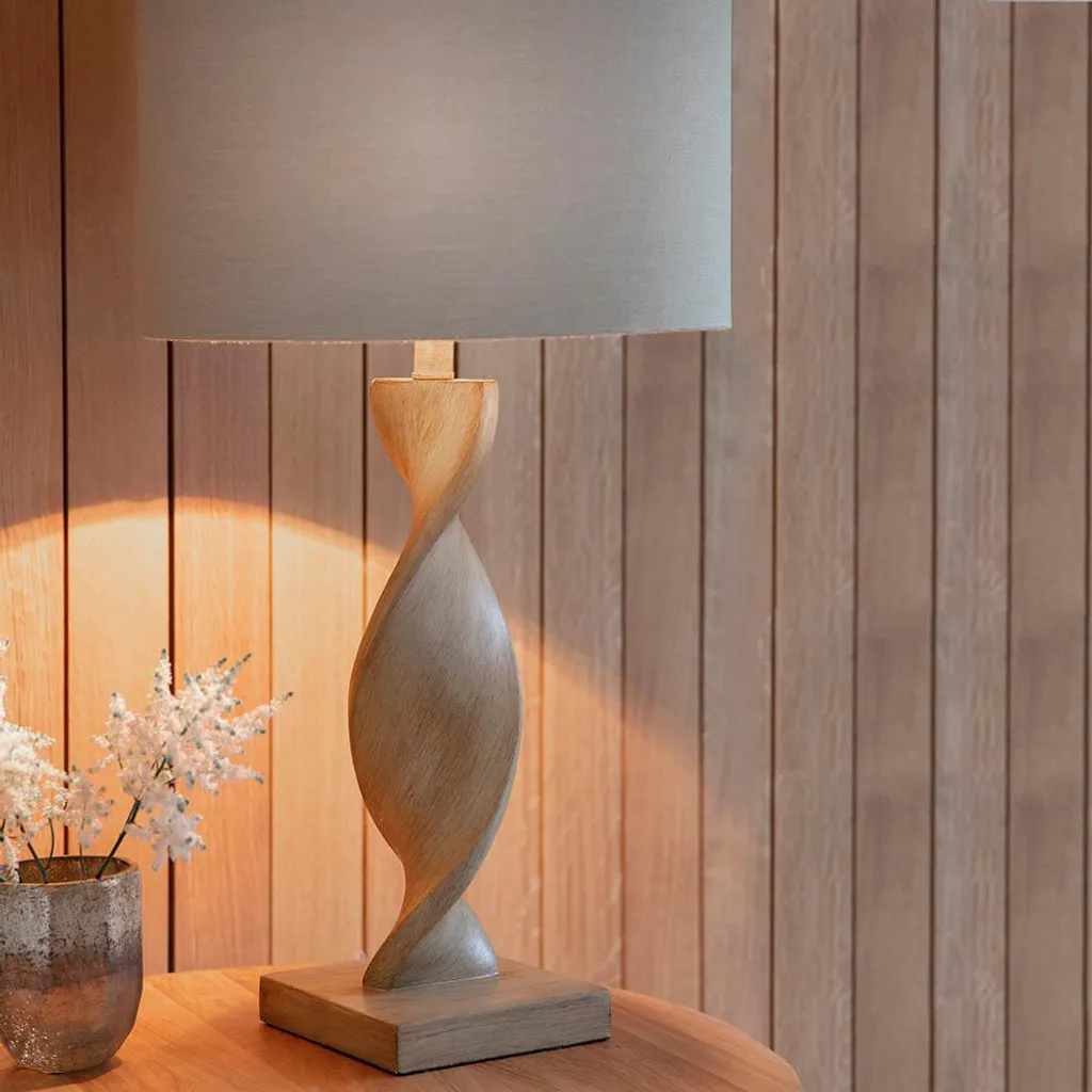 Lampe de table bois clair 68cm ABIA Endon - Finition résine et E27 - 6