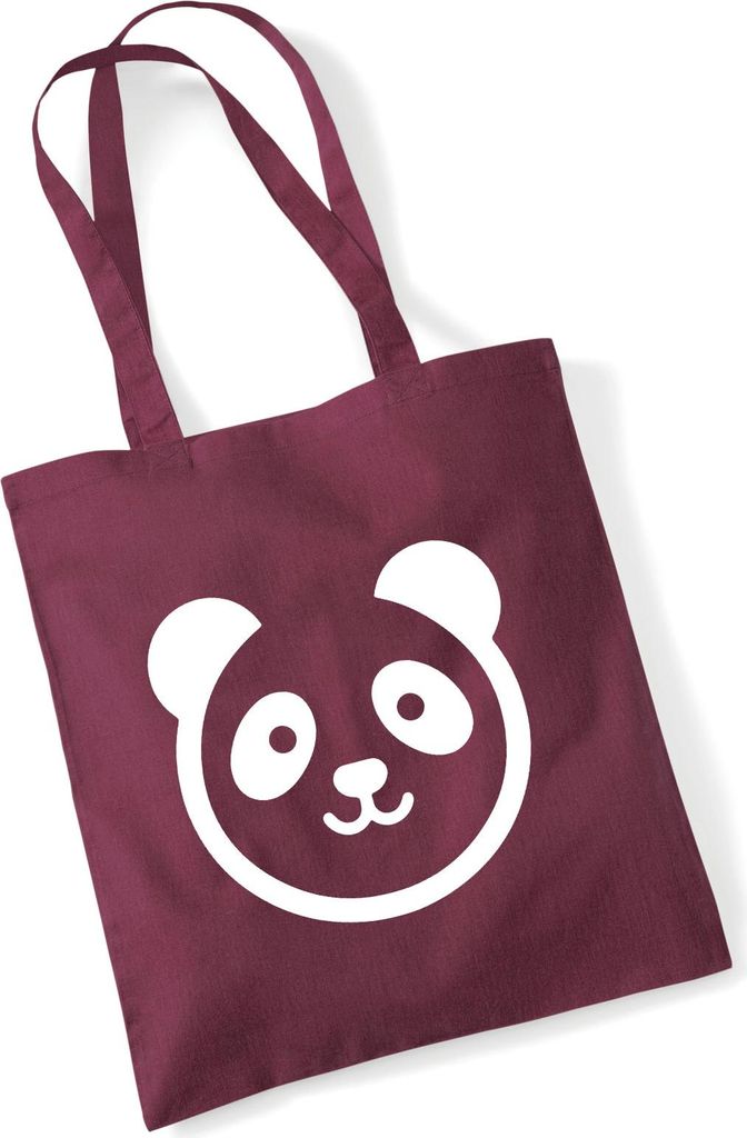 Huuraa Jutebeutel Panda Kopf Silhouette 10 Liter Burgundy Baumwolle Tasche Geschenkidee