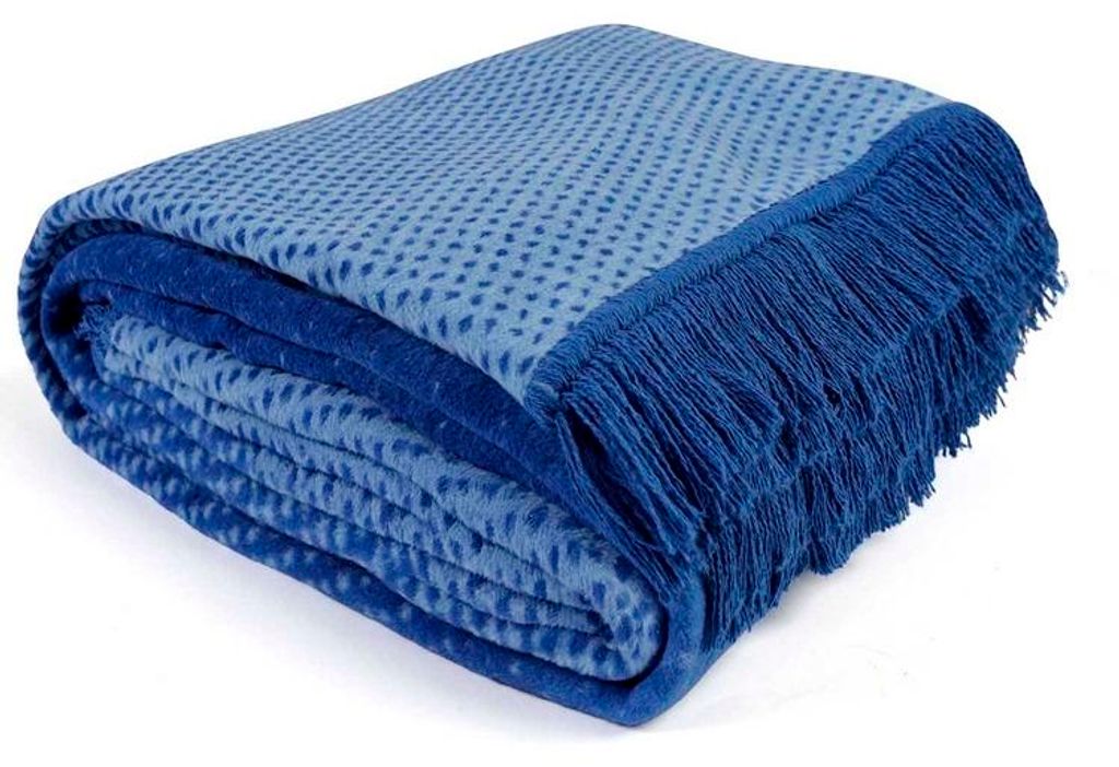 Decke, Baumwolldecke mit Fransen, hohe Qualität 150x200 Ps26102b Blaue Geometrie