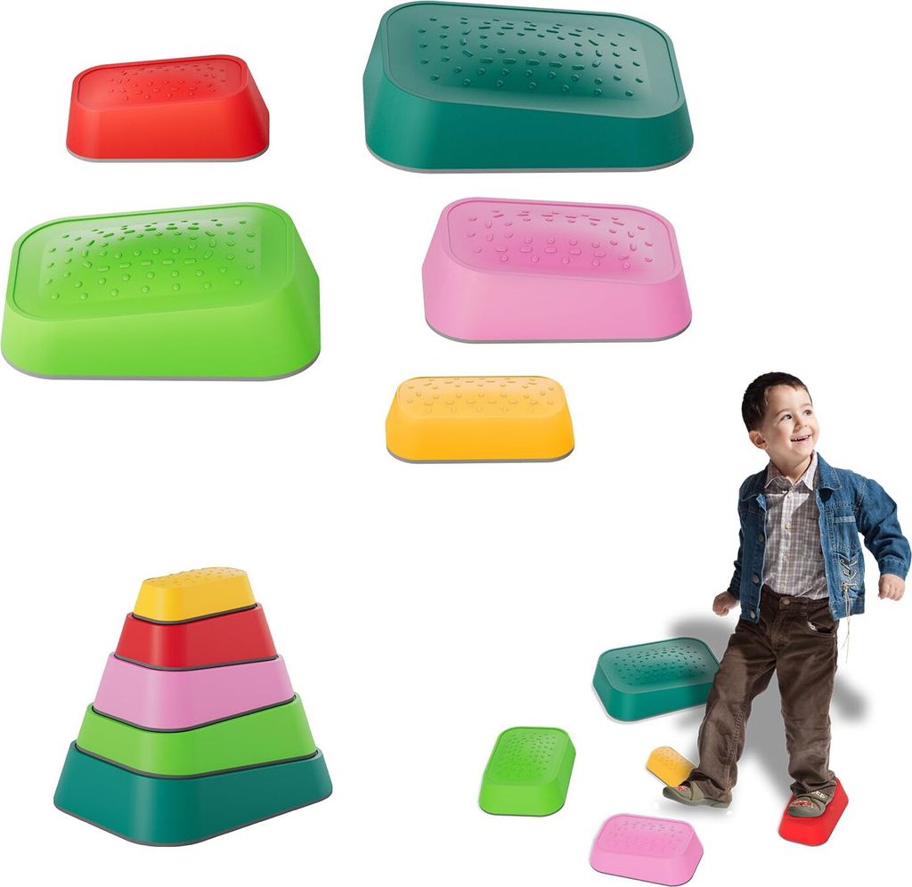 JOIEYOU 5 Stück Balanciersteine für Kinder Stapelsteine Balanciersteine Abenteuer Flusssteine Balancieren zur Förderung von Balance Motorik bis ...