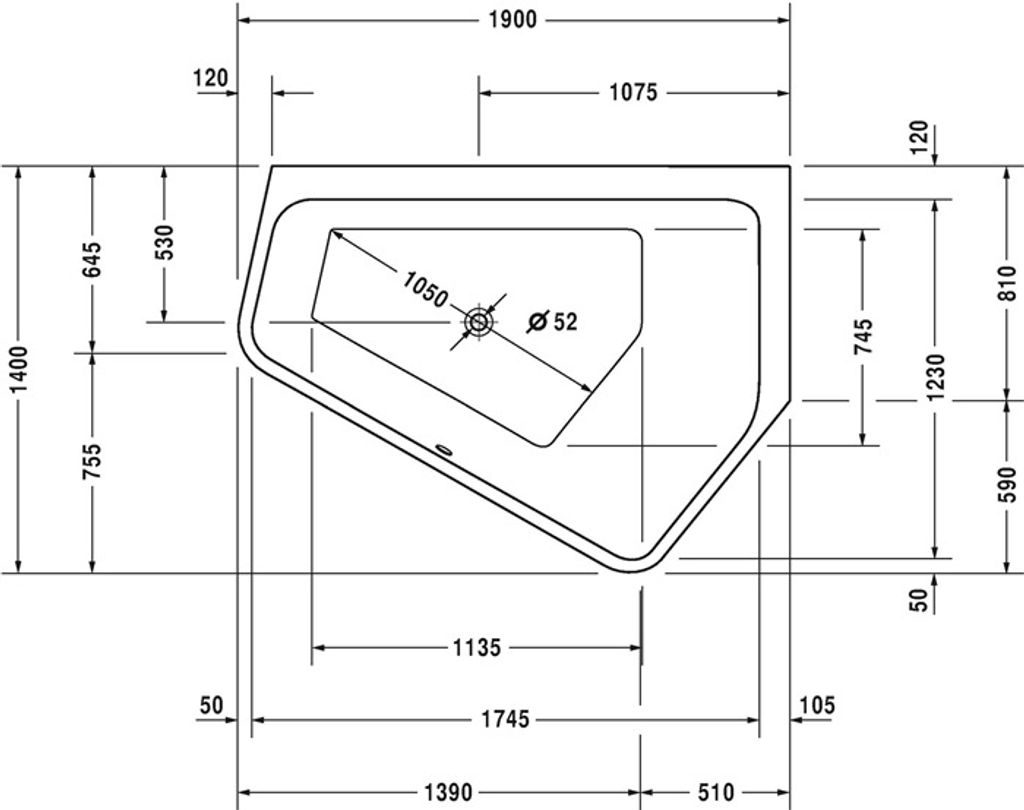 Duravit Whirlwanne Paiova 5 190x140cm, Ecke rechts, weiß, Air-System