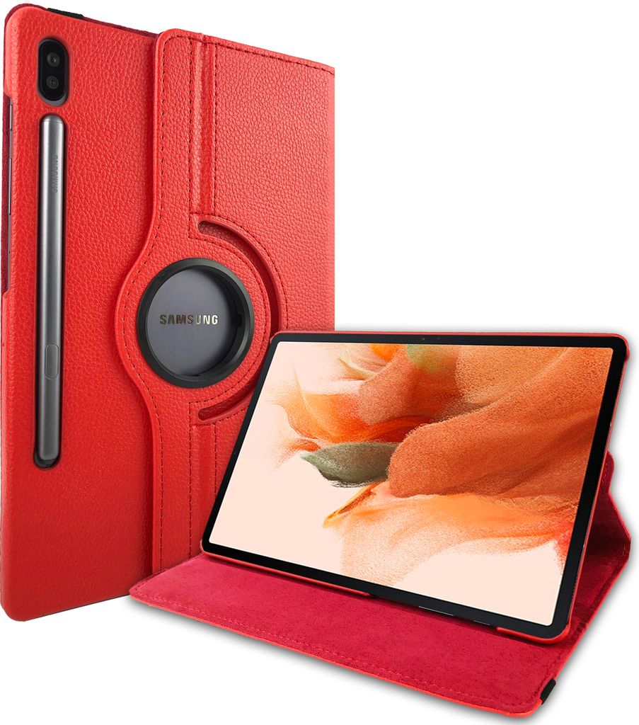 Cover für Samsung Tab S7+ Plus Tab S T970 T975 S7 FE SM-T730 X800 Tablethülle Schlank mit Standfunktion und Auto Sleep/Wake Funktion Rot