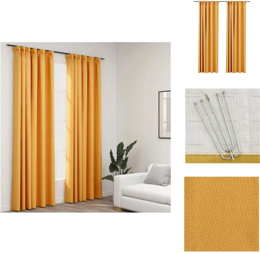 Set 2 Tende Oscuranti Gialle Look Lino vidaXL 140x245cm con Ganci