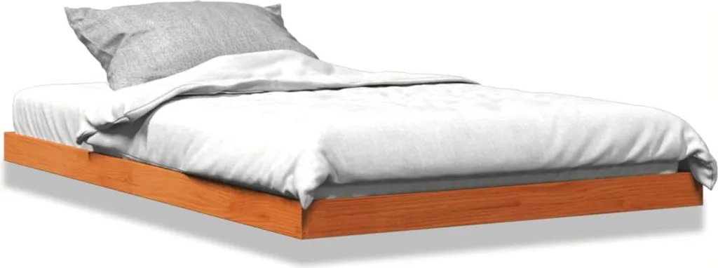 vidaXL Lit en bois de pin massif brun ciré - Cadre de lit 120x190 cm