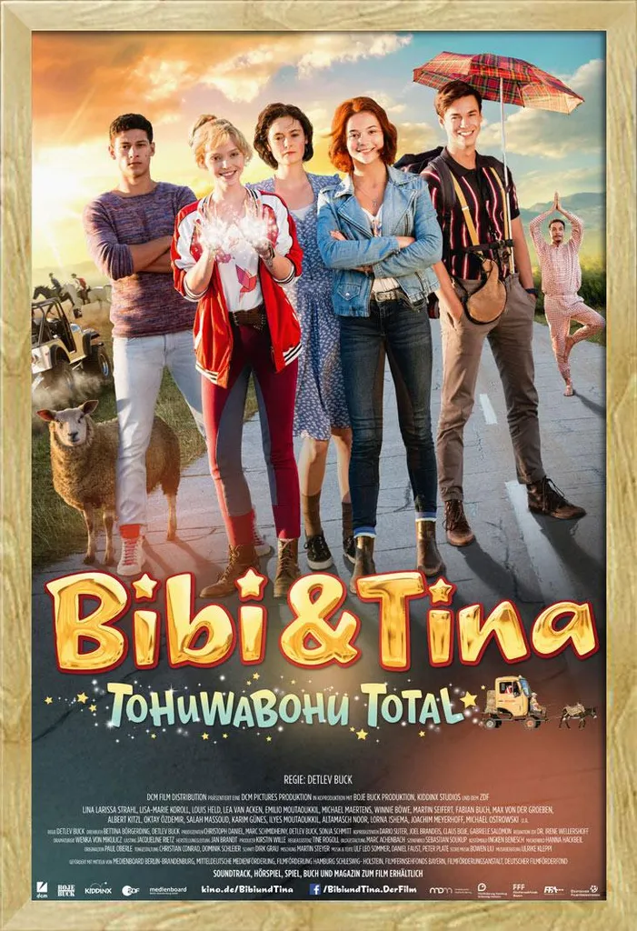 Grand Poster encadré Bibi & Tina 61x91cm cadre bois hêtre et acrylique