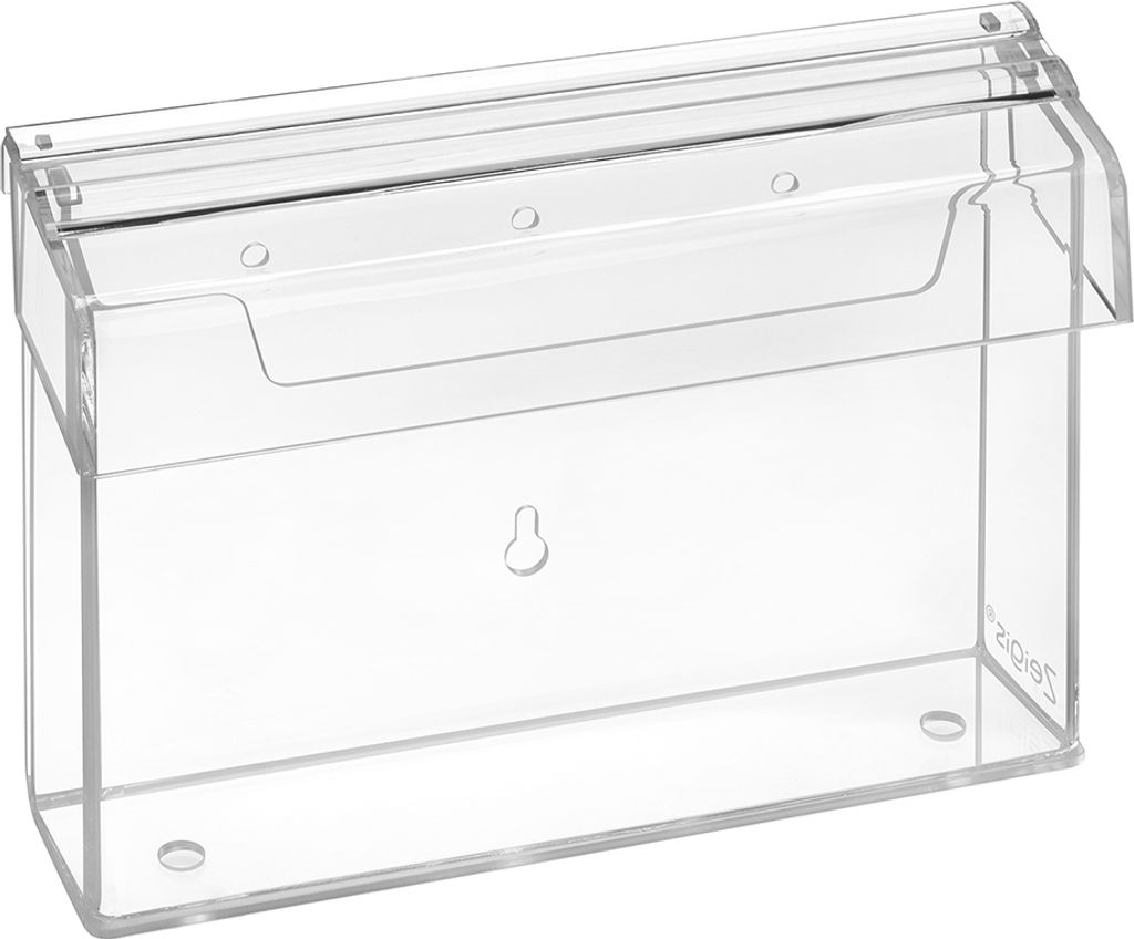 DIN A5 Prospektbox mit Deckel wetterfest im Querformat zur Wandmontage / Prospekthalter / Aussen / Outdoor / Prospektständer / Flyerbox / Flyerhalter