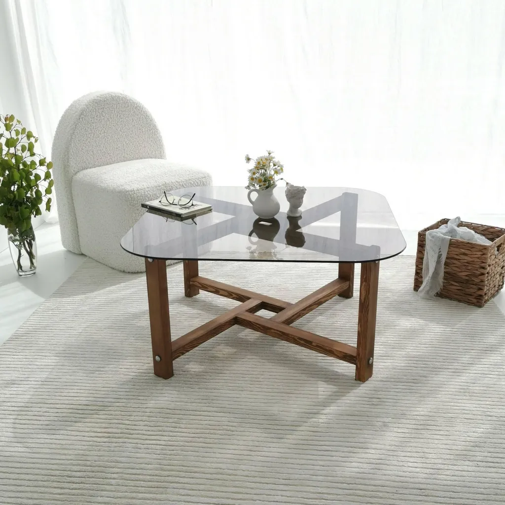 Table basse Aurano 80cm Chêne brun Robuste avec Porte-revues Discret - 9