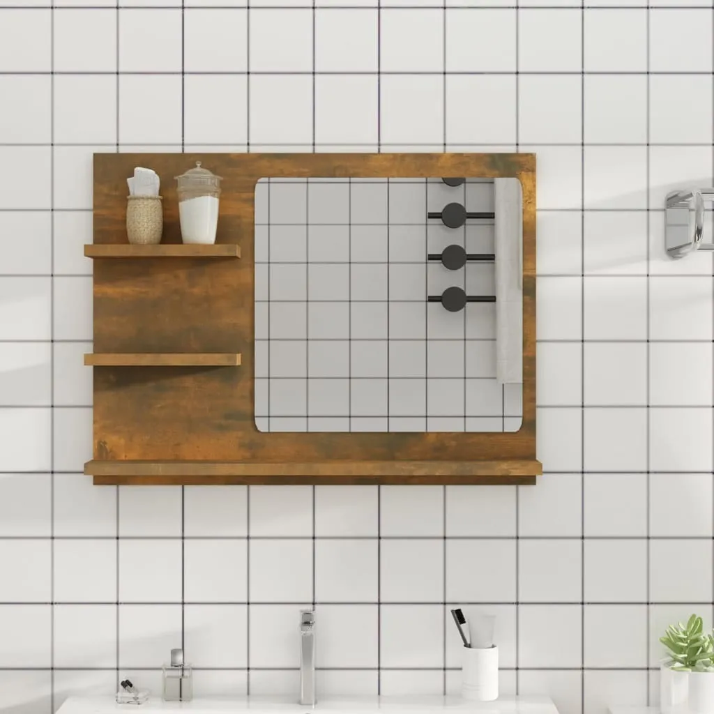 Miroir salle de bain 60x45 cm chêne fumé : gagnez de la place au mur