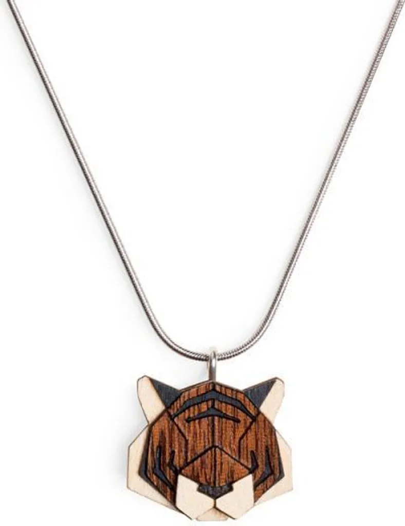 Ciondolo Tigre BeWooden: Simbolo di Forza in Legno Naturale