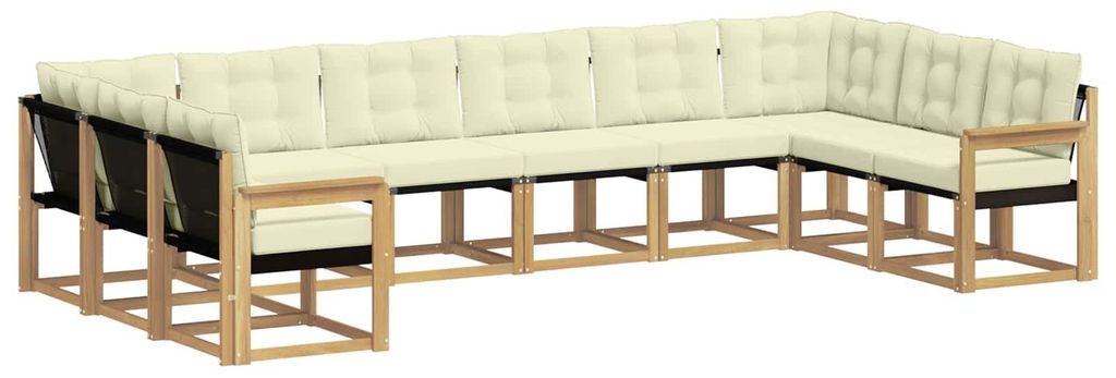 vidaXL Outdoor-Sofagarnitur mit Kissen 10 pcs Weiß und Creme