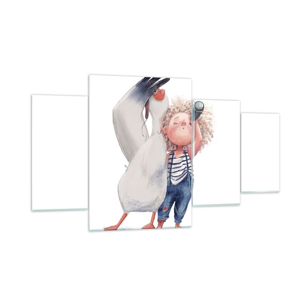 Bilder auf glas - 4 Teile - Albatros Kind Bild - 160x90cm - Glasbilder - Wandbilder - Bilder - zum Aufhängen bereit - Wanddekoration aus Glas - Gl...