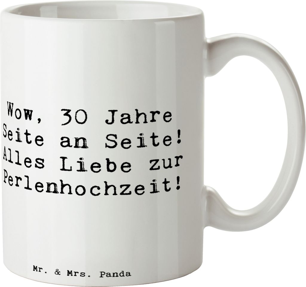 Mr. & Mrs. Panda Pott Spruch 30. Hochzeitstag Perlenhochzeit - Weiß - Geschenk, Trinkbecher, wertvoll, Tasse mit Motiv, Jubiläum, Teetasse, 30 Ja...