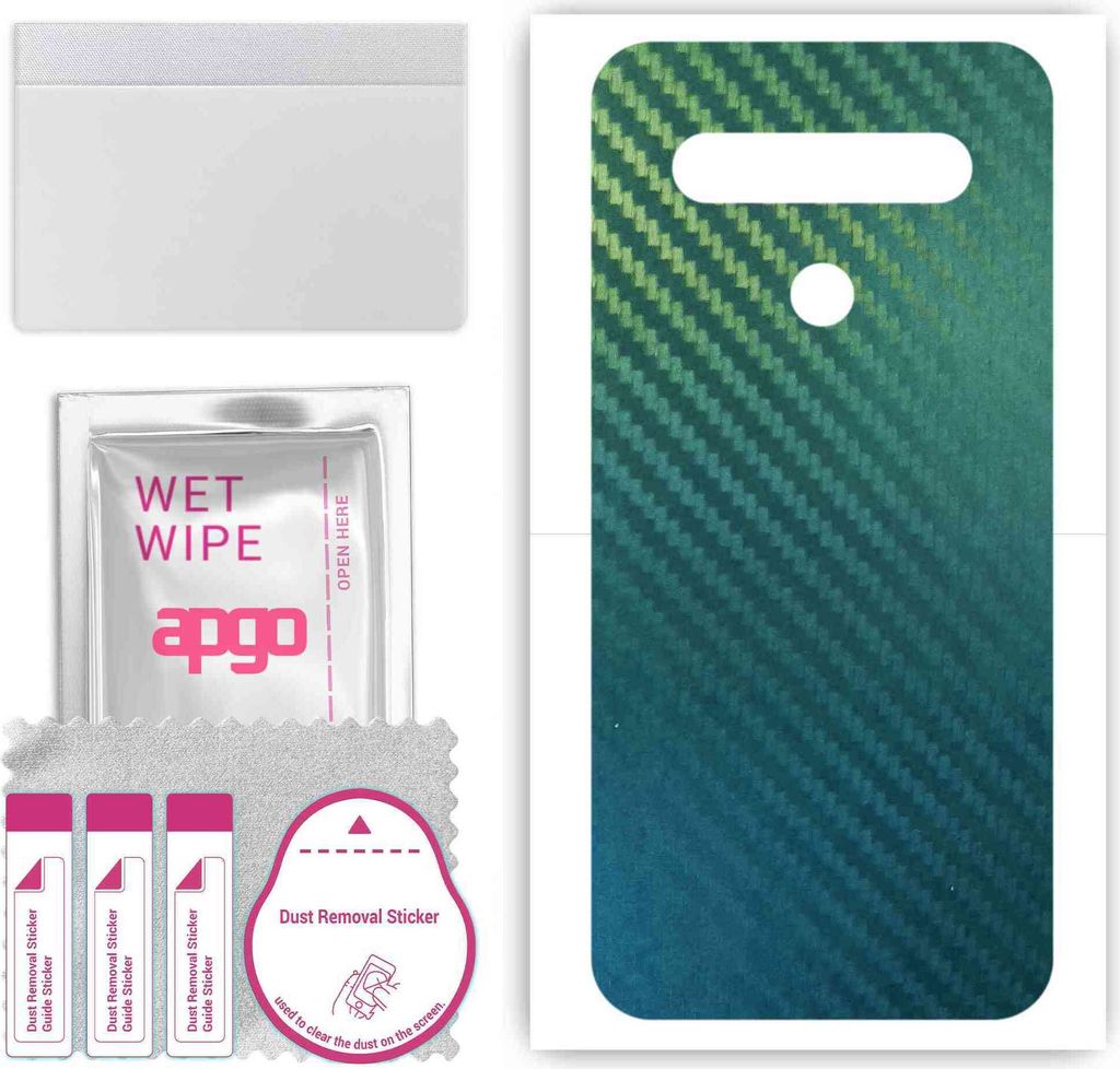apgo Rückseite Schutzfolie, Skin, kompatibel mit LG Q61, Hinten Displayschutzfolie aus Vinylfolie, kratzfest, einfache Montage - Kohlenstoff-Cham...