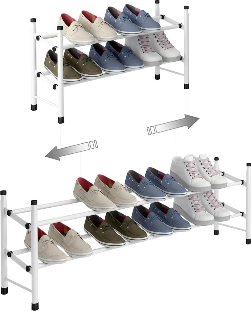 Range-chaussures extensible 2 niveaux blanc réglable pour votre entrée