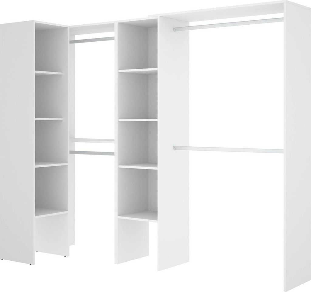 Kleiderschrank Dmagrin, Struktur für begehbaren Eckschrank, offene Eckgarderobe, 228 x 79 x 187 cm, Weiß