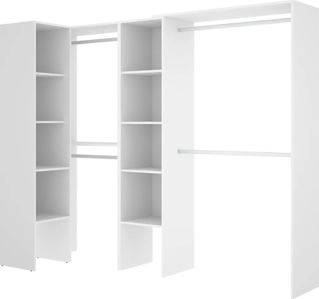 Armoire Dressing Blanche pour Chambre 228x187 cm - Rangement 9 Rayons