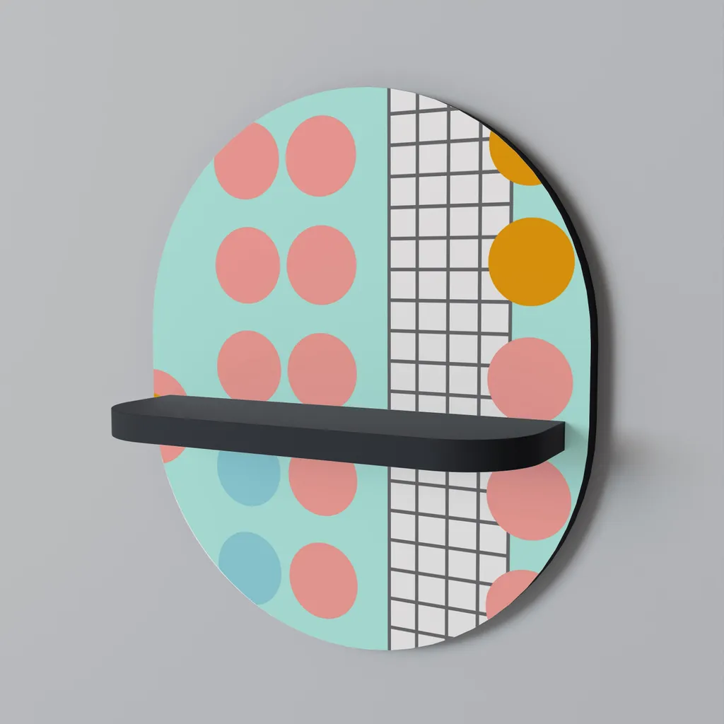 Étagère murale ovale RETRO GRID en métal noir pour salon et chambre