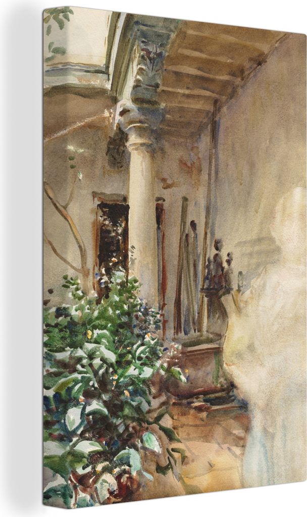 OneMillionCanvasses - Leinwandbilder - 90x140 cm, Der Innenhof - John Singer Sargent, Wandbilder Kunstdruck Wanddekoration - Foto auf Leinwand - ...