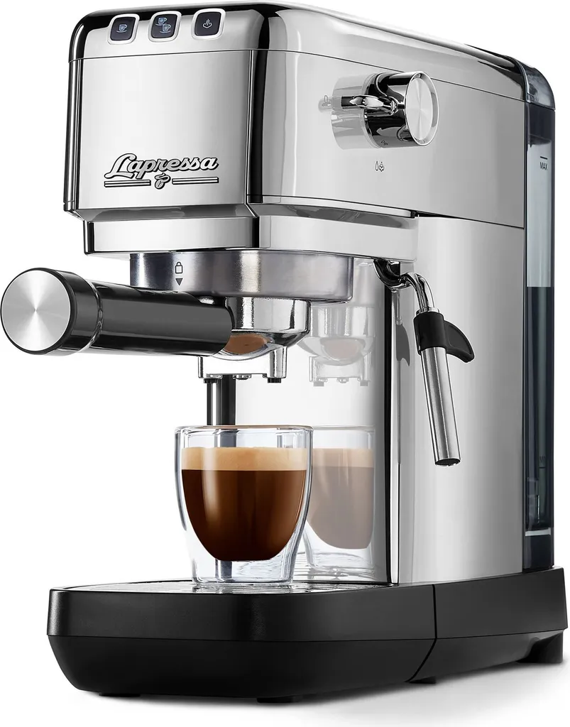 Machine espresso 15 bar Lapressa Argent avec fonction double tasse