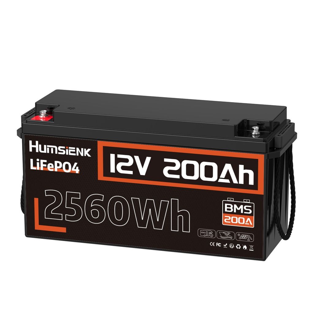 12V 200Ah LiFePO4 Batterie,tragbares Energiespeichersystem,2560wh Elektromobil-Akku Autobatterie-Zubehör, geeignet für Wohnmobil, Camping, Kajakf...