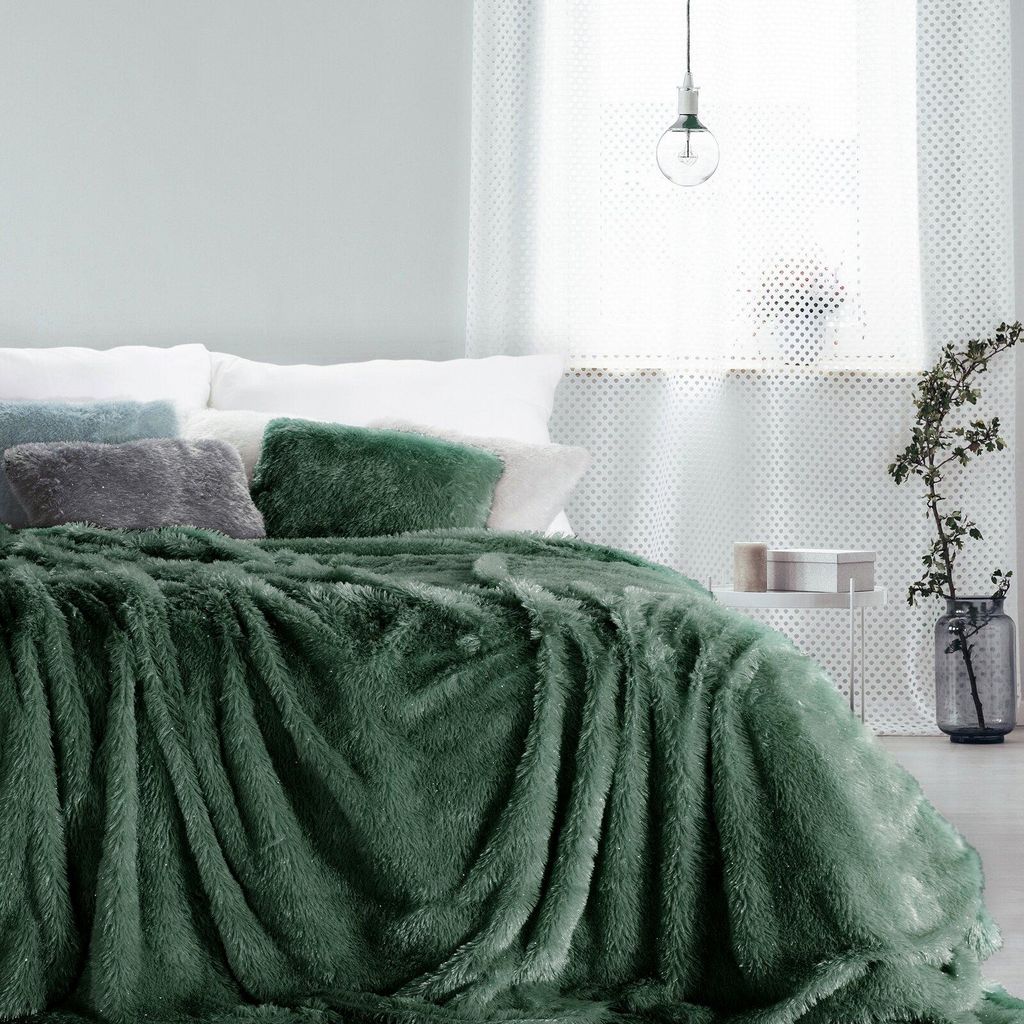 Copriletto Eurofirany 150x200 verde tiffany coperta di pelo Immagine del prodotto 