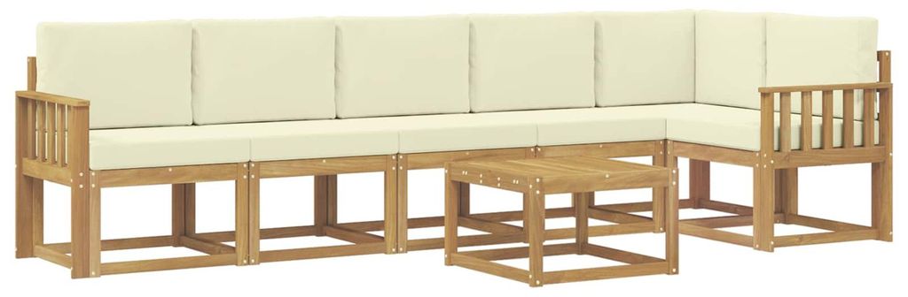 vidaXL Outdoor-Sofagarnitur mit Kissen 7 pcs Weiß und Creme Polyester