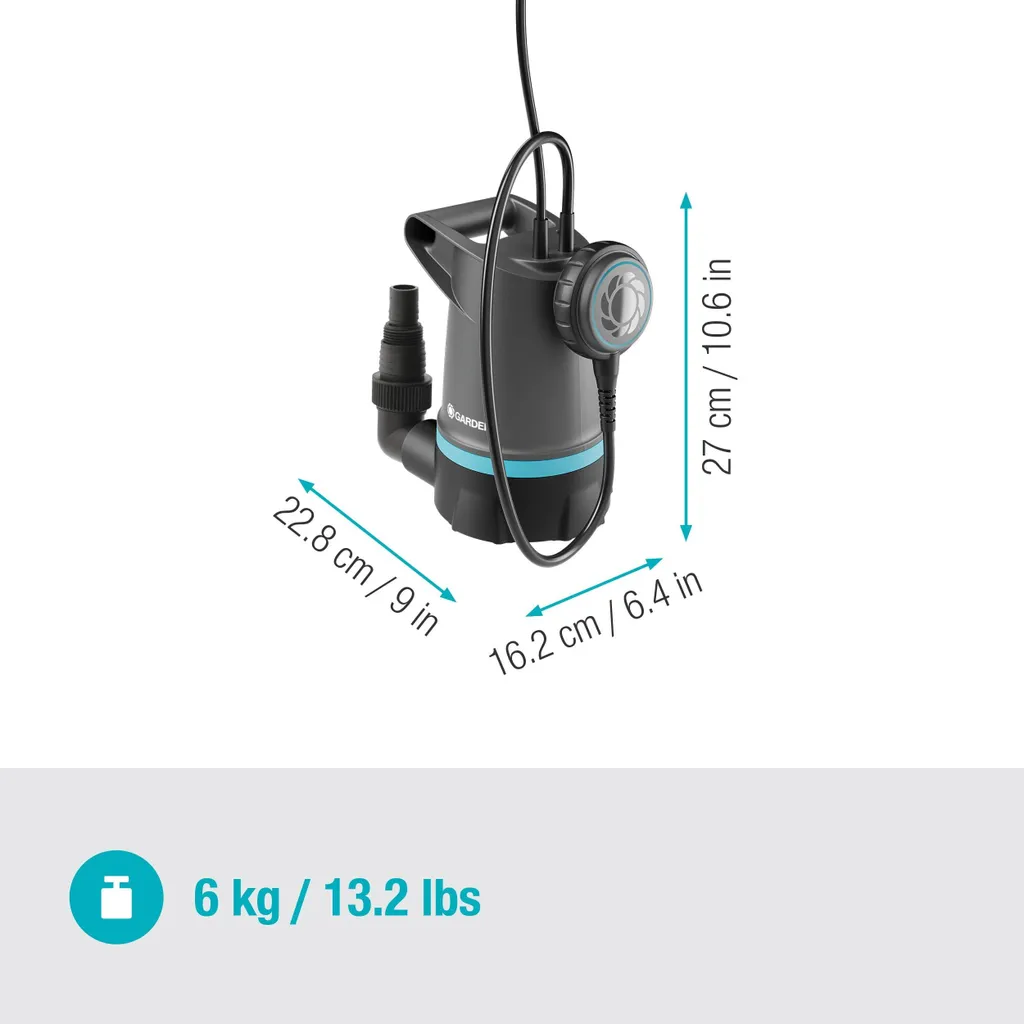 Pompe immergée Gardena 20000 BASIC pour eaux claires - Débit 20m3/h