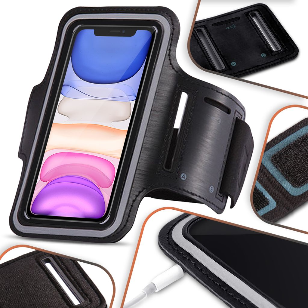 Schutzhülle Apple iPhone 11 Handy Hülle Tasche Sport Jogging Armband Schwarz