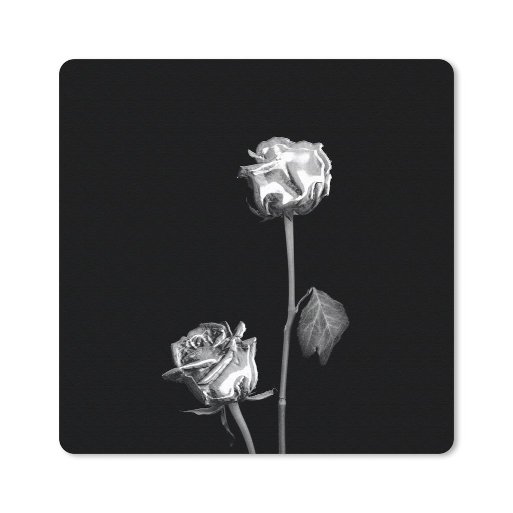 MuchoWow Mauspad Mousepad Rosen - Blumen - Schwarz - Weiß 30x30 cm - Mousepads - Maus Mat - Pad - Mausunterlage - Gaming