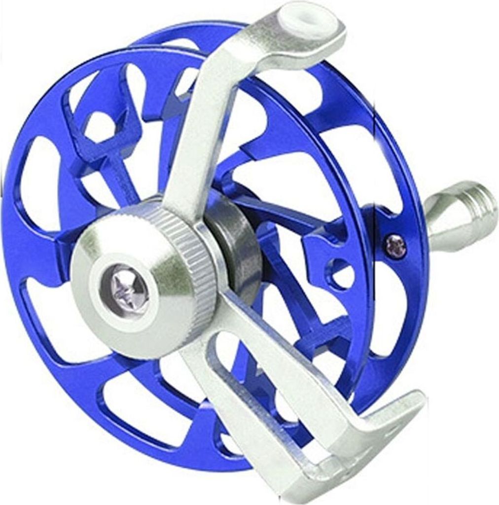 Angelrolle Eisfischen Fliegenrolle Spinning 50 mm Aluminium Blau