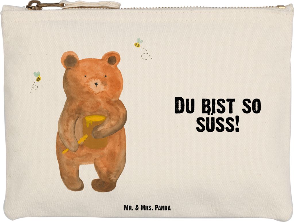 Mr. & Mrs. Panda Schlamper Bär Honig Größe M - Weiß - Geschenk, kosmetiktäschchen, beauty tasche, Liebe, Teddy, Freund, Schlampermäppchen, Ku...