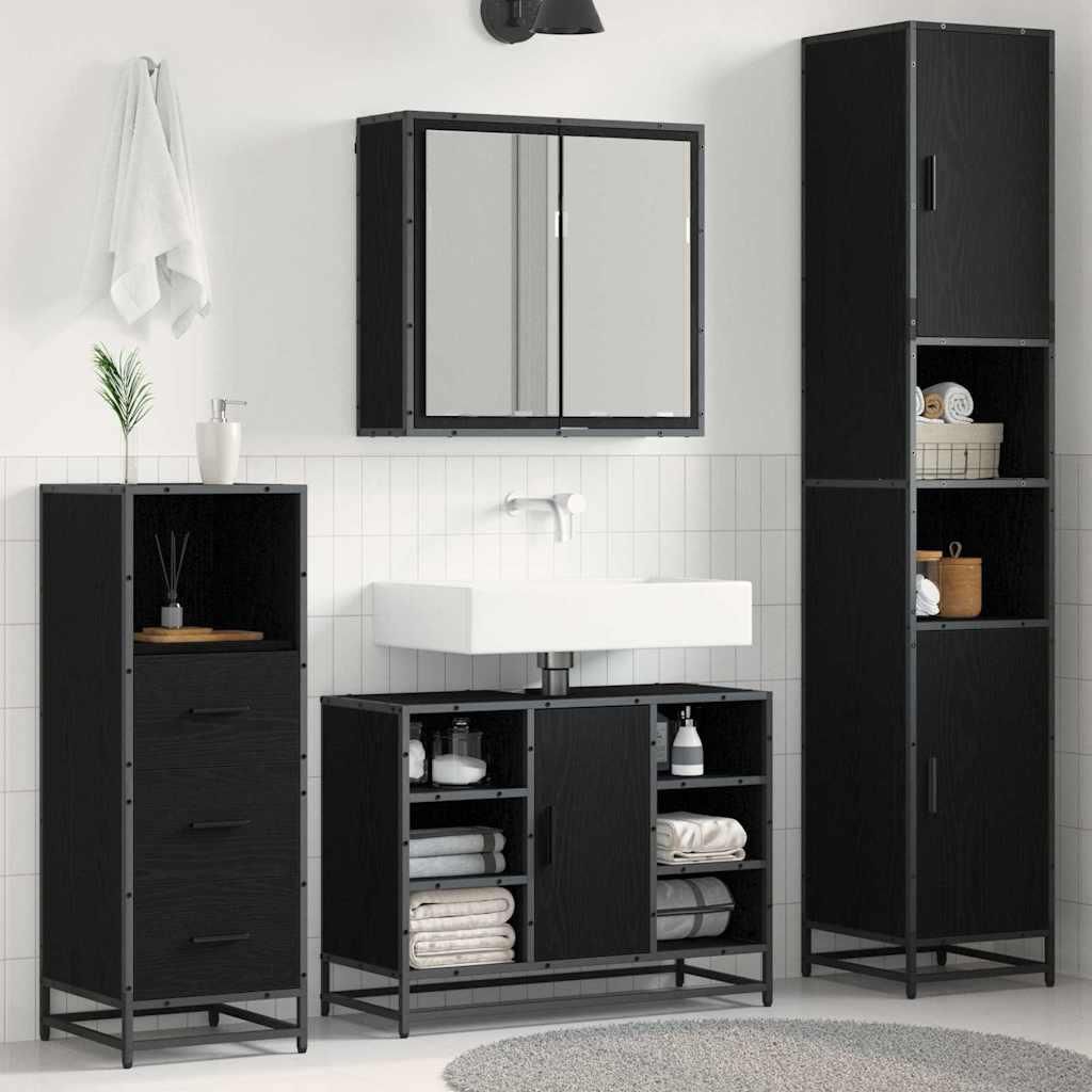 Maison Exclusive - Badezimmermöbel-Set 3 pcs Schwarz Eichen-Optik Holzwerkstoff