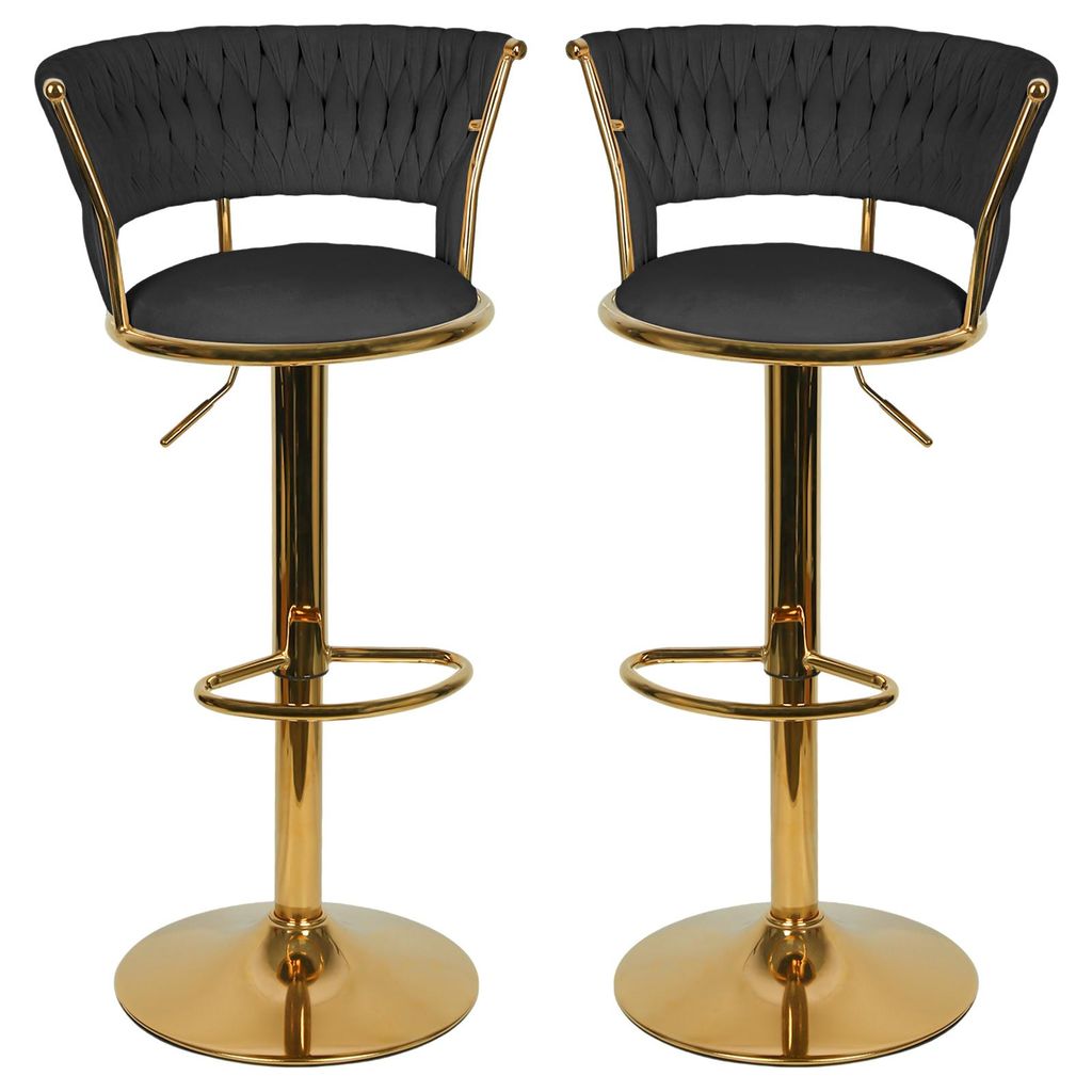 Lot de 2 tabourets de bar avec dossier en velours, Image du produit 