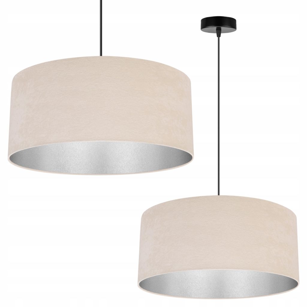 Kronleuchter Pendelleuchte Chrom mit Velours Lampenschirm – Elegante Hängelampe Deckenlampe für Wohnzimmer und Esszimmer