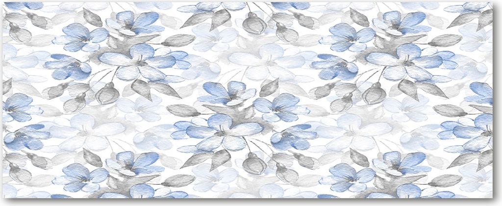 Tulup Leinwandbild - 125x50 cm - Wandkunst - Drucke auf Leinwand - Leinwanddruck - Blumen & Pflanzen - Blau - Zarte Blumen