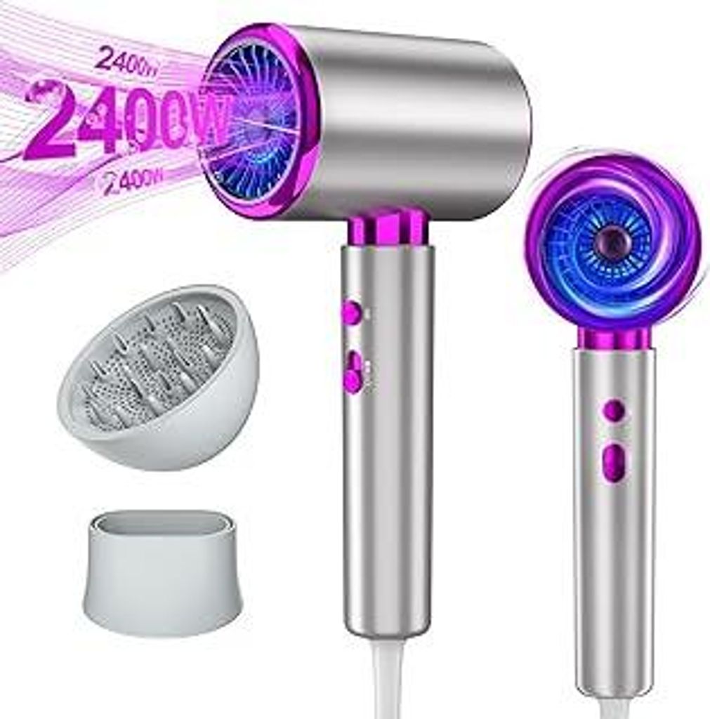 DMTIVMG Ionen Föhn 2400W Profi Haartrockner mit 3 Temperaturen 2 Geschwindigkeiten Kalt-Heißtaste Diffusor Konzentrator Thermostat für Zuhause S...