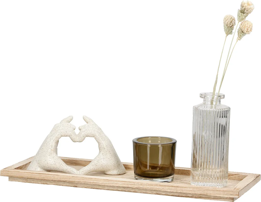 Décoration Design Heart en Verre Beige Gilde - Lot de 4 de Haute Qualité