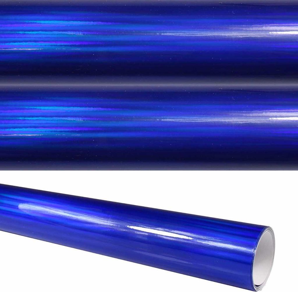 (16,44€/m²) Rapid Teck Autofolie Rainbow Oil Slick Hologramm Folie Blau 152 cm Breite Laufmeterware selbstklebende Folie mit Luftkanälen Auto...
